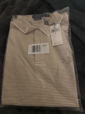 Polo by Ralph Lauren Beige & White Striped Polo Shirt